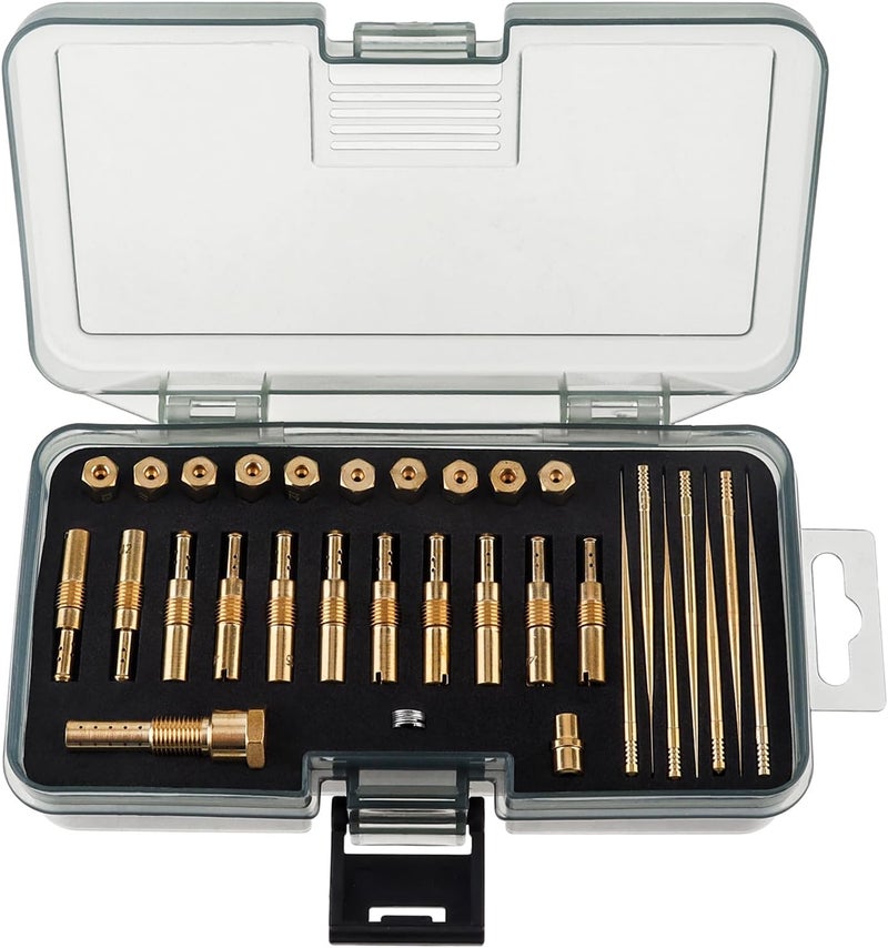 Windance 30pcs Carburetor Main Slow Jet Injection Nozzle Emulsion Tube Nozzle Holder Kit Fit for CVK PWK PWM/PE 26/28, Brass Nozzles Modified Kit (30 Hole) - Image 1